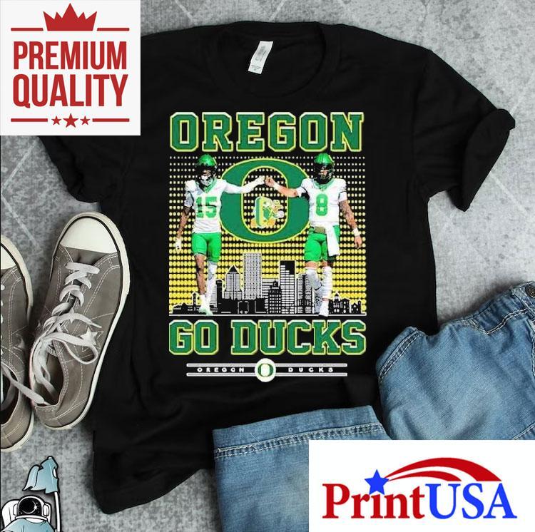 Tez Johnson Dillon Gabriel Oregon Ducks Go Ducks Skyline Shirt